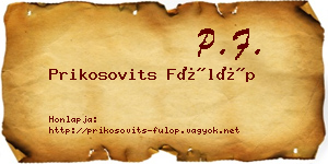 Prikosovits Fülöp névjegykártya
